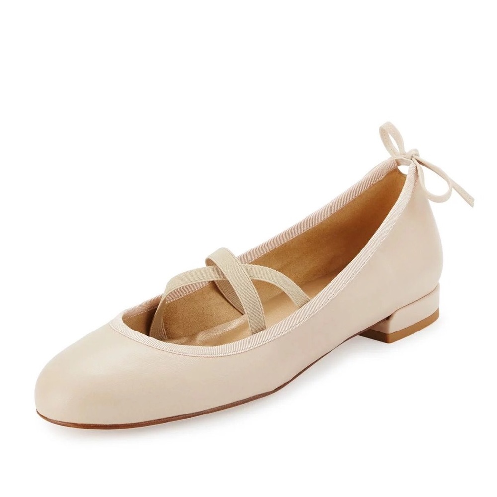 Stuart Weitzman Bolshoi Leather Ballet Flats in Ecru/Cream